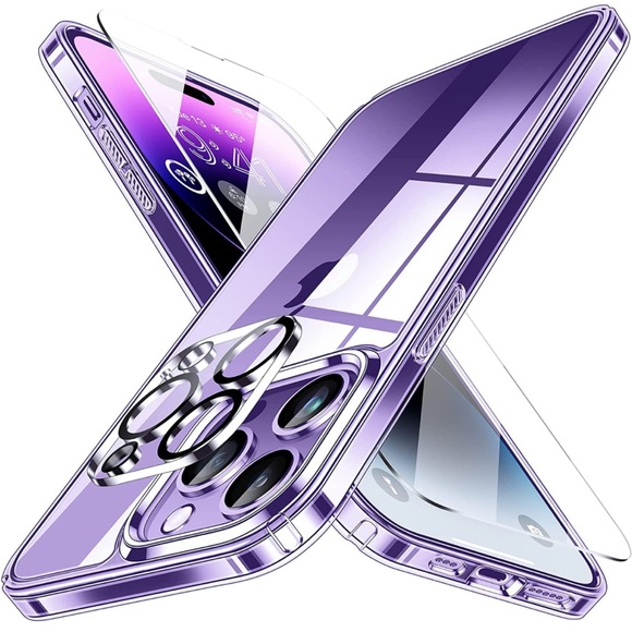 iPhone 14 Pro Case with 2X Screen Protector + 2X Lens Protector Bundle - Picture 2 of 7